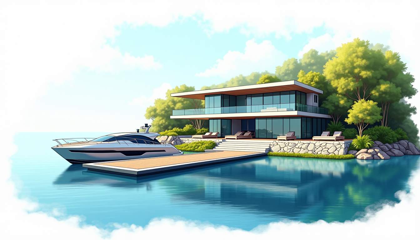 Lakefront dock and marina in the Golden Isles